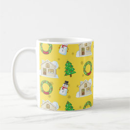 Taza De Café Patrón de navidades - fondo amarillo
