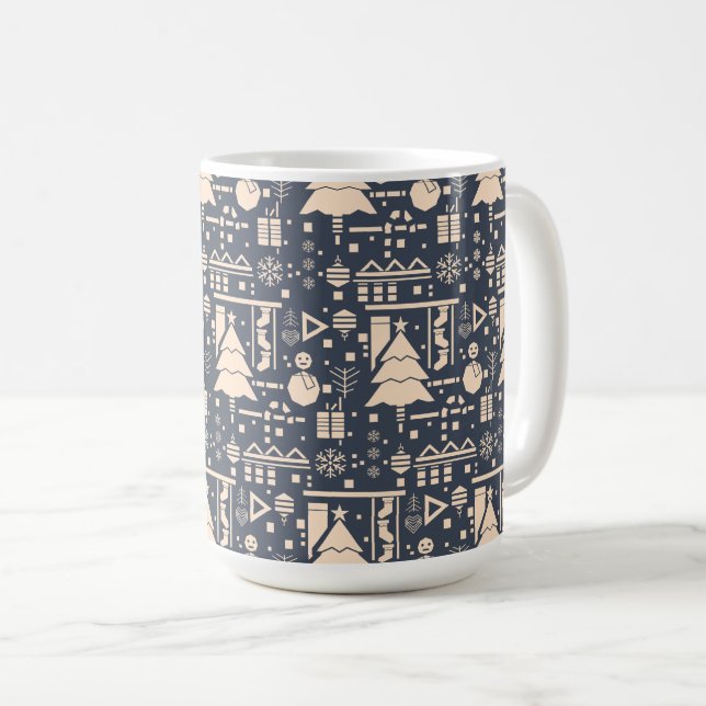 Taza De Café Patrón de Navidades geométricos (Anverso derecho)