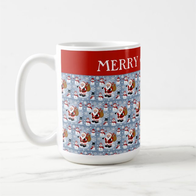 Taza De Café Patrón de Navidades Jolly Santa Claus y Snowmen (Izquierda)