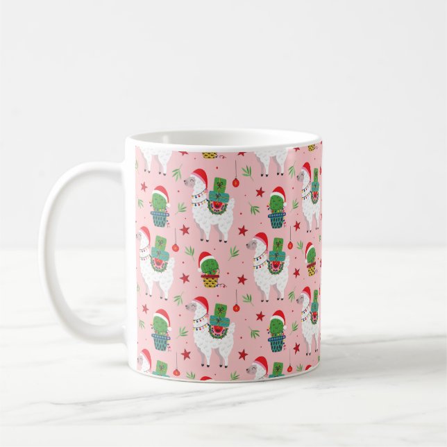 Taza De Café Patrón de Navidades Llamas y Cacti (Izquierda)