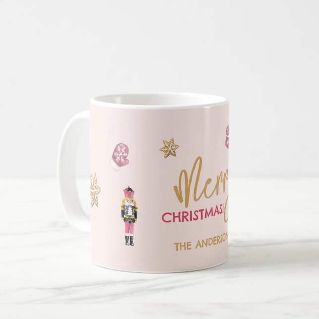 Taza De Café Patrón de Navidades modernos rosados Pastel (Anverso izquierdo)