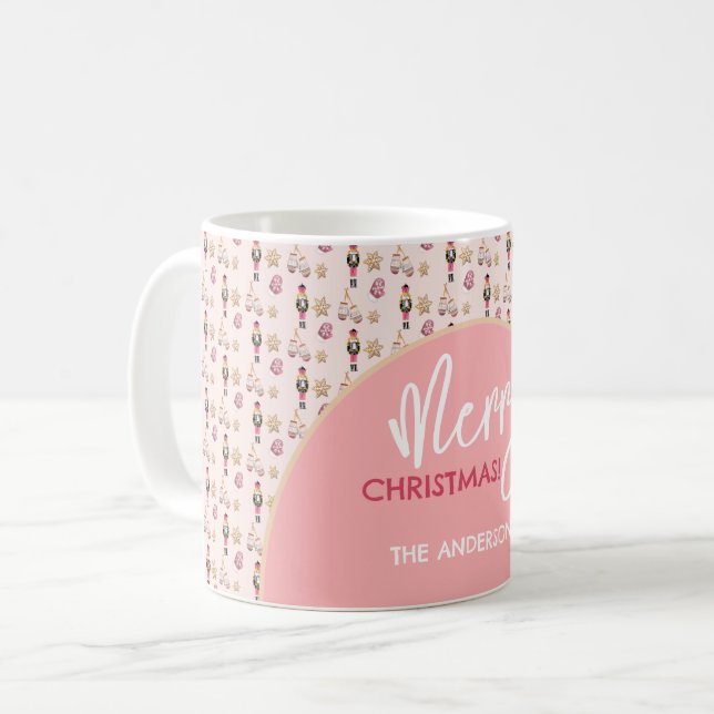 Taza De Café Patrón de Navidades modernos rosados Pastel (Anverso izquierdo)