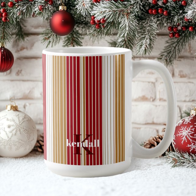 Taza De Café Patrón de Navidades Red Gold Pinstripe#28 ID1009 (Subido por el creador)