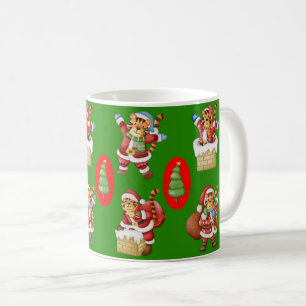 Taza De Café Patrón de Navidades repetitivos con tigres como Sa