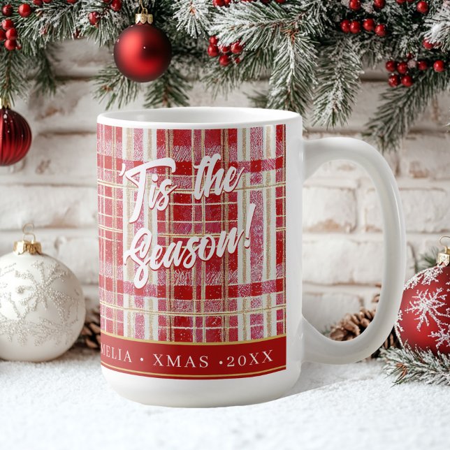 Taza De Café Patrón de Navidades rojos de oro #2 ID1009 (Subido por el creador)