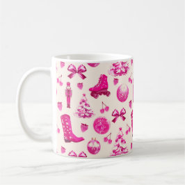 Taza De Café Patrón de Navidades rosados con adormidera