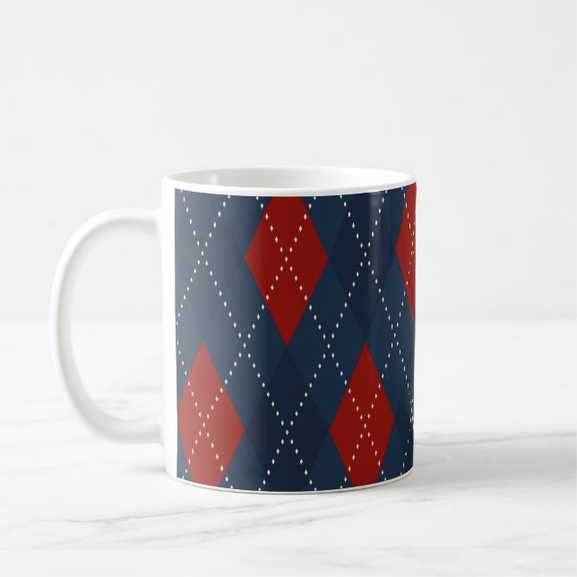 Taza De Café Patrón de Navidades Royal Blue Argyle (Izquierda)