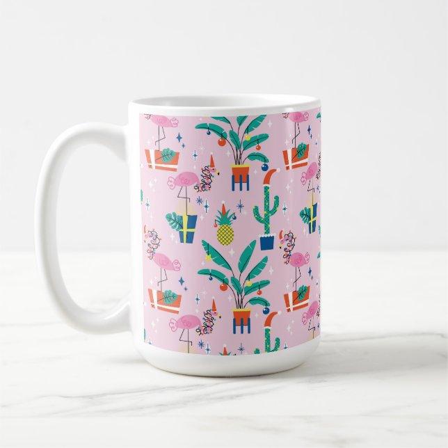 Taza De Café Patrón de Navidades tropicales festivos (Izquierda)