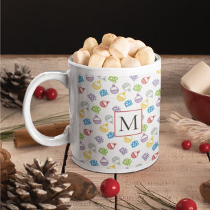 Taza De Café Patrón de Navidades y monograma