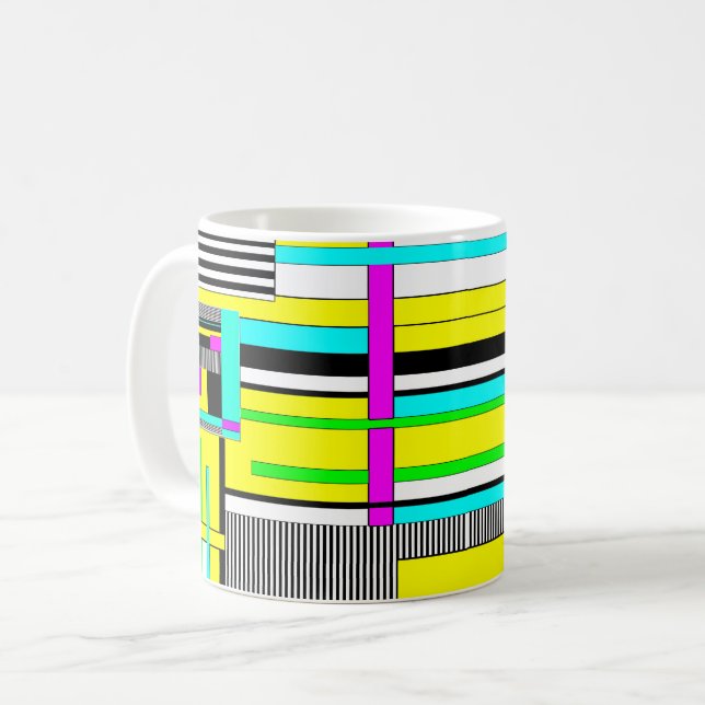 Taza De Café Patrón de neón geométrico brillante abstracto arro (Anverso izquierdo)