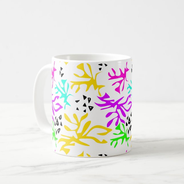 Taza De Café Patrón de neón multicolor abstracto (Anverso izquierdo)