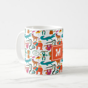 Taza De Café Patrón De Niños Animales Abstractos De Color Cután