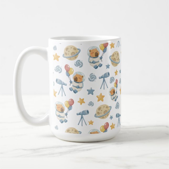 Taza De Café Patrón de niños astronautas de Capibara - Mug (Izquierda)
