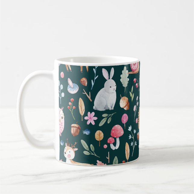 Taza De Café Patrón de niños del bosque de hadas acuarelas (Izquierda)
