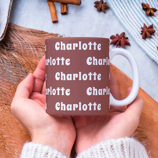 Taza De Café Patrón de nombre blanco marrón (Subido por el creador)