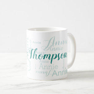 Taza De Café patrón de nombre elegante para ella, en blanco