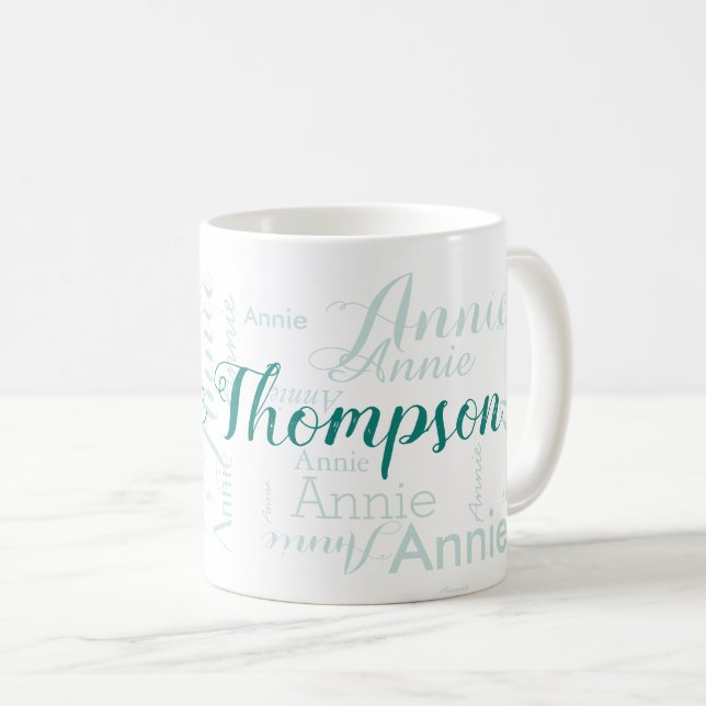 Taza De Café patrón de nombre elegante para ella, en blanco (Anverso derecho)