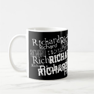 Taza De Café patrón de nombre en blanco y negro personalizado