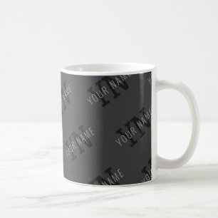 Taza De Café Patrón de nombre gris y monograma