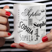 patrón de nombre personalizado café blanco negro