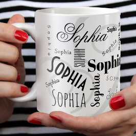 Taza De Café patrón de nombre personalizado café blanco negro