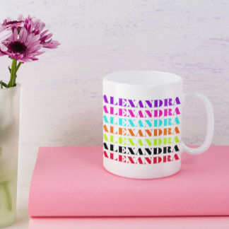 Taza De Café Patrón de nombre personalizado colorido