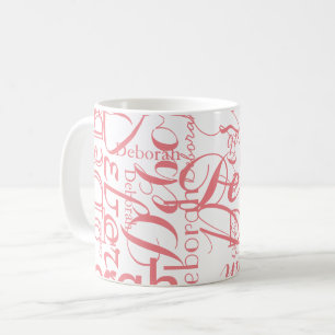Taza De Café patrón de nombre rosado en blanco bonito