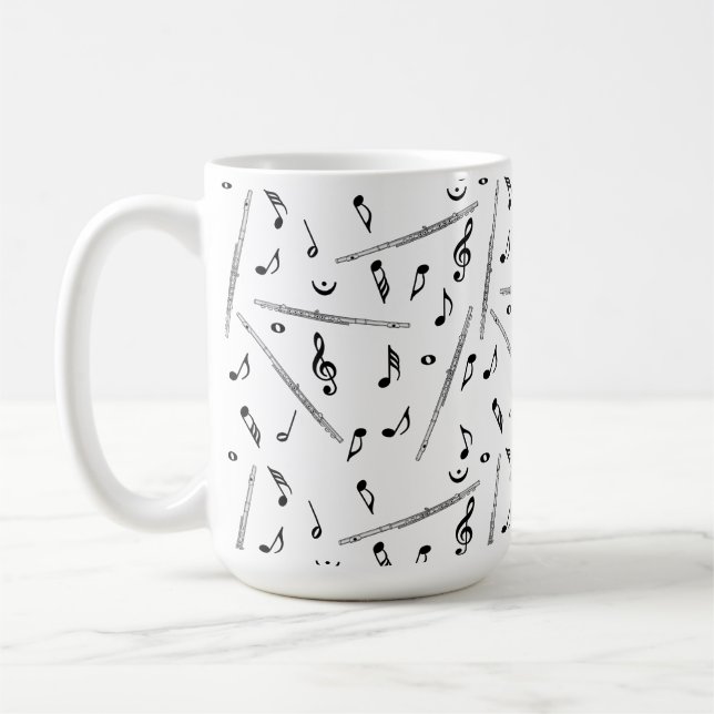 Taza De Café Patrón de notas de música de flauta (Izquierda)