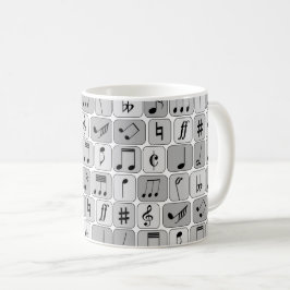 Taza De Café Patrón de notas de música geométrica monocromática