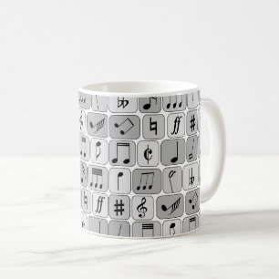 Taza De Café Patrón de notas de música geométrica monocromática