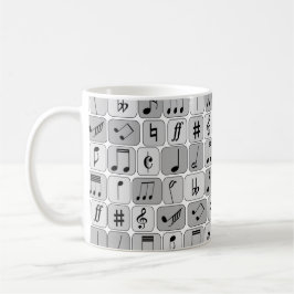 Taza De Café Patrón de notas de música geométrica monocromática