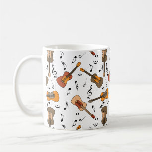 Taza De Café Patrón de notas de música guitarra