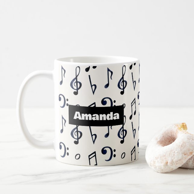 Taza De Café Patrón de notas musicales (Con donut)