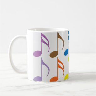 Taza De Café Patrón de notas musicales coloridas