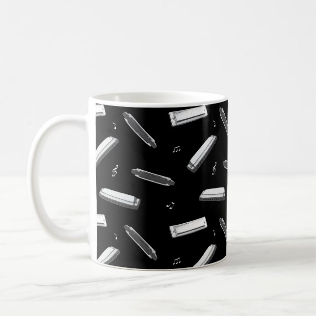 Taza De Café Patrón de notas musicales de armónica (Izquierda)