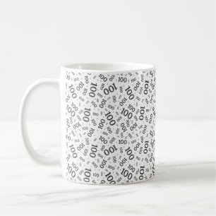 Taza De Café Patrón de número aleatorio negro/blanco cumpleaños
