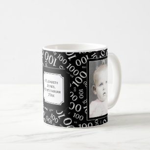 Taza De Café Patrón de número negro de cumpleaños número 10