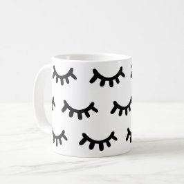 Taza De Café Patrón de ojos lindos abstractos, negros y blancos
