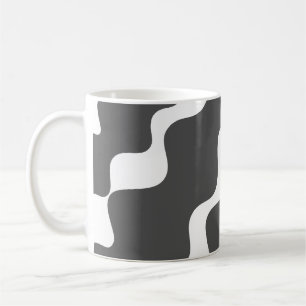 Taza De Café Patrón de olas de inclinación gris y blanca