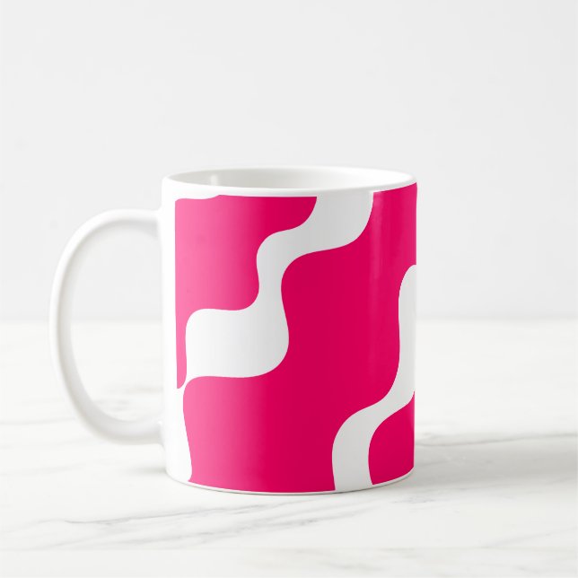 Taza De Café Patrón de olas de inclinación rosa y blanca (Izquierda)