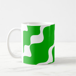 Taza De Café Patrón de olas de inclinación verde y blanca