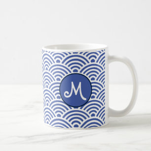 Taza De Café Patrón de Onda Clásica Japonesa con Monograma