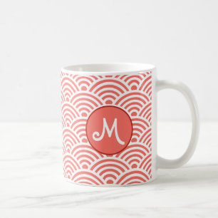 Taza De Café Patrón de onda clásico japonés con monograma
