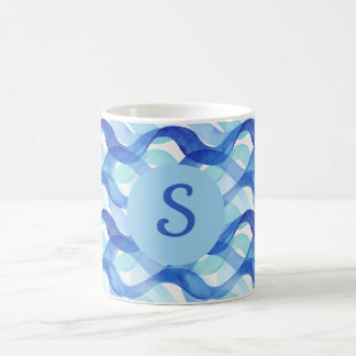 Taza De Café Patrón de onda de acuarela de flujo oceánico