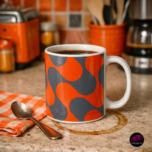 Taza De Café Patrón de onda mod naranja retro