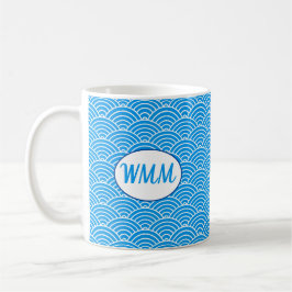 Taza De Café Patrón de ondas azules Monograma Día de la madre M