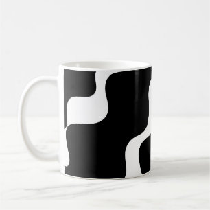 Taza De Café Patrón de ondas inclinadas en blanco y negro