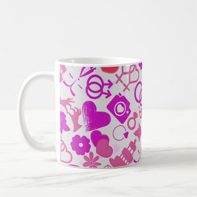 Taza De Café Patrón de ornamentos de Boda rosa 03 (Izquierda)