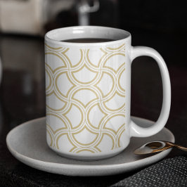 Taza De Café Patrón De Oro Art Deco Sobre Blanco