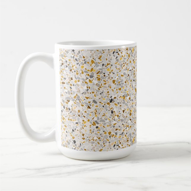 Taza De Café Patrón de oro, plata, terrazo gris (Izquierda)